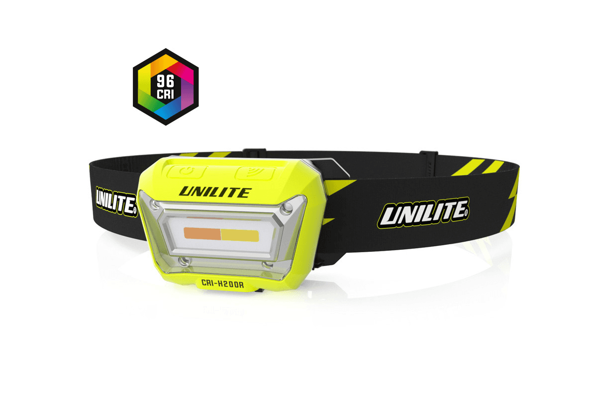 CRI-H200R - Налобный сенсорный фонарь 3 цвета, CRI 96+, 200 Lm, 1500 mAh, IPX5 | UNILITE