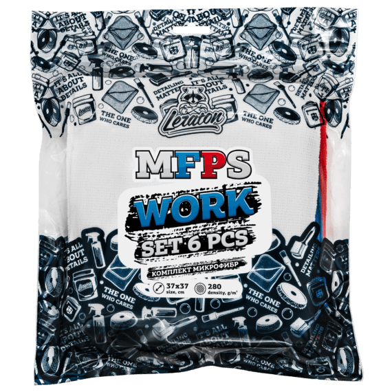Комплект микрофибр из 6 штук LERATON WORK SET MFPS 37x37 280 гр/м2